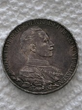 1913-A GERMANY PRUSSIA KAISER WILHELMINA II SILVER DREI MARK VINTAGE 📬 picture