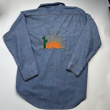JCPenny Vintage Big Mac Embroidered Long Sleeve Shirt Soutwest Aztec Desert LG picture