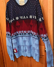 Aston Villa FC AVFC Crest Festive Sweater 3XL Navy Burgundy Light Blue picture