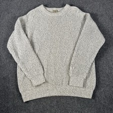 Vintage LL Bean Shaker Knit Sweater Mens Medium Crewneck Ribbed Grey Chunky L picture