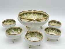 Antique Nippon Noritake 6-Piece Footed Nut Bowl Set Hand Painted Art Deco picture