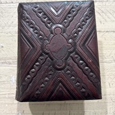 Ant.  Victorian Embossed Leather Photo Album Full  NY Fam. Abe Lincoln Look Alik picture