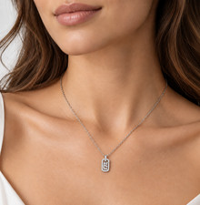 SUZANNE KALAN 18kt White  Diamonds  classic dog tag pendant picture