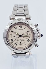 Cartier Pasha De Cartier Chronograph Quartz 38mm Stainless Steel Watch Ref 1050 picture