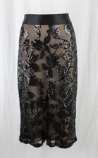 Joseph Ribkoff NWT Women's Black Mesh Sequin Print Stretch Waist Skirt Size 14 picture