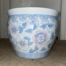 Floral Ceramic Planter pot 14 in by 10.5 in.hand painted picture