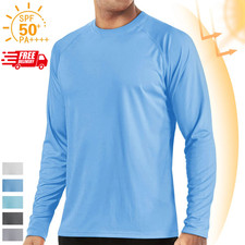 Men’s UPF 50+ Long Sleeve Sun Protection Shirt, UV Fishing Tee picture