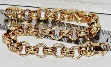 SOLID 9CT YELLOW GOLD ON SILVER 8.75 INCH MEN'S BELCHER BRACELET picture