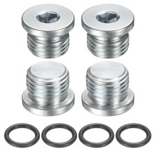 uxcell 4Pcs SAE 9/16-18 UNF Inner Hex Head Pipe UNF, Silver picture