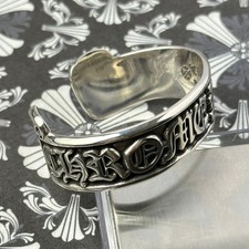 Chrome Hearts Vintage Silver Big Scroll Label Motif Cuff Bracelet picture