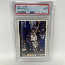 1997 Topps #115 TIM DUNCAN RC rookie Card PSA 9 MINT San Antonio Spurs picture