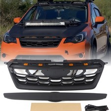 Front Grille W/Led Light Fit For 2012-2017 SUBARU XV Black Upper Grill picture
