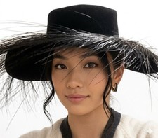 Vintage Frank Olive Private Collection Black Felt Explosive Horsehair Hat Small picture