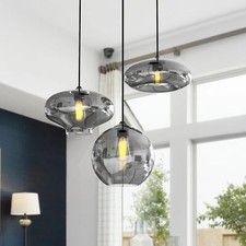 Modern 3 Lights Glass Pendant Light Smoky Gray Glass Globe Cluster Chandelier picture