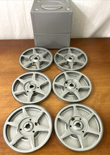 VTG 8mm Film Storage Compco USA Metal Case w/6 Slots & 6 Metal Reels & Canisters picture