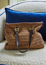 Fendi Zucchino Vintage Brown Double Handle Tote with Certificate of Authenticity picture