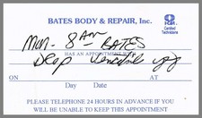 Paul Bates Body Repair Auto Culpeper Virginia Vintage Business Card picture