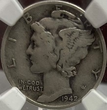 1942/1 Mercury Dime NGC VF20 Key Date variety picture