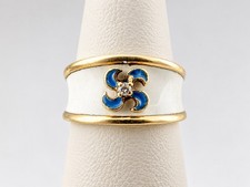 Antique Victorian 12k-14k Gold Enamel Rose Cut Diamond Band Ring S6.75 5.8G Read picture