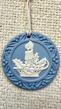 Vintage Wedgwood Jasperware Christmas Candle Ornament w/ Box England picture