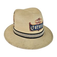 VTG Corona Beer Fedora  FidePal Panama Hand Painted Straw Hat Men Size 7 1960s picture