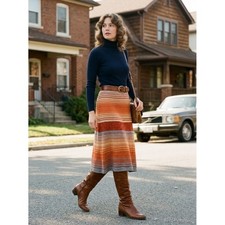 Vintage 60s 70s Knit Skirt Large Striped  Sheridan Creations NEW old stock picture