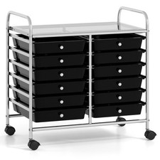 Costway 12 Drawers Rolling Storage Cart for Home and Office-Black - Color: Black picture