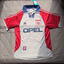 Retro adidas FC Bayern Munich Opel Gray/Red Soccer Jersey Size Large picture