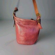 Vintage Coach Bleecker Duffle Bucket Bag Burgundy Leather Tattersall Plaid 11422 picture