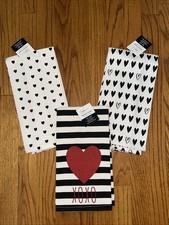 RETIRED Mainstays Kitchen Towels SET of 3 Black HEARTS LOVE Gothic XOXO ❤️378 picture