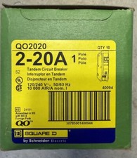 10 PCS Square D QO2020/QO2020C No Hook 2-20A Single Pole Tandem Breakers picture