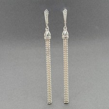 Estate Lagos Sterling Silver Beaded Tassel Drop Earrings picture