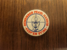 Vintage WW2 Pinback Remember Pearl Harbor Keep Em Dying Moffett Field picture