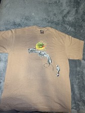 Stüssy Increase the Peace Revolver Vintage 2000s Graphic Tee Brown Cotton XL picture