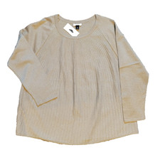 Alfani PXL pleated shimmer gold top long sleeve scoop neck New w/tags picture