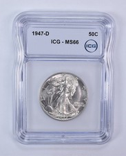 1947-D Walking Liberty Half Dollar MS66 ICG picture