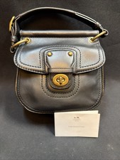 Vintage Coach Willis 70th Anniversary Black Leather Turnlock Hand Bag Purse picture