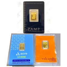 2.5 gram Gold Bar In Assay .9999 Fine Gold - Random Brand - Secondary Market picture