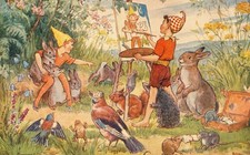 Anthropomorphic Animals The Portrait Painter - Margaret W. Tarrant Postcard N picture