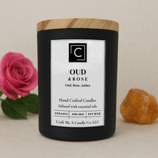 Oud & Rose Scented Candle – Oud, Rose, Amber | Round Jar Candles picture