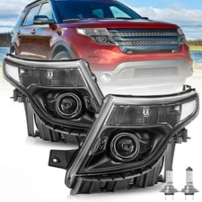  Pair Black Housing Projector Headlights For 2011-2015 Ford Explorer Halogen  picture