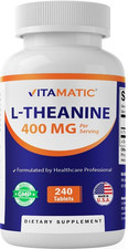 Vitamatic Brand L-Theanine Supplement 400mg per Serving ~ 240 Tablets ~ Non-GMO picture