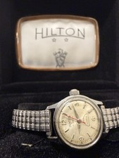 Vintage Hilton 17J Swiss Manual Wind Watch Incabloc Running w/ Original Box picture