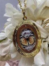 Fall Mom Wife Leopard Butterfly Necklace Locket SALETONE Birthday picture