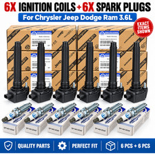 OEM 6X Mopar Ignition Coil & Spark Plug For Chrysler Jeep Dodge Ram 3.6L UF648 picture