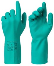 144Pairs/Green Chemical Resistant Diamond Textured Nitrile Gloves Industrial/2XL picture