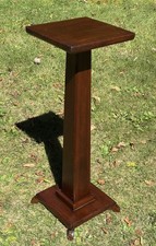 Antique Old Vintage Mission Arts & Crafts Pedestal Plant Stand Mahogany? Walnut? picture