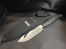 Aura SOG Fixed Blade Knife W/Gut Hook & Sheath, Factory Edge (NOS) Unused  picture