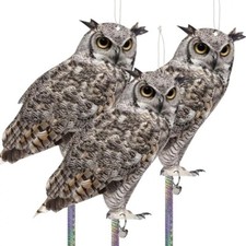 Fake Owl Decoy to Scare Birds, 3 Pack Fake Owl Hanging Effective Bird Control D picture