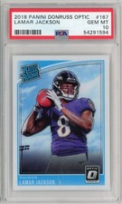 Graded 2018 Optic Lamar Jackson 167 Rookie RC Football Card PSA 10 Gem Mint picture